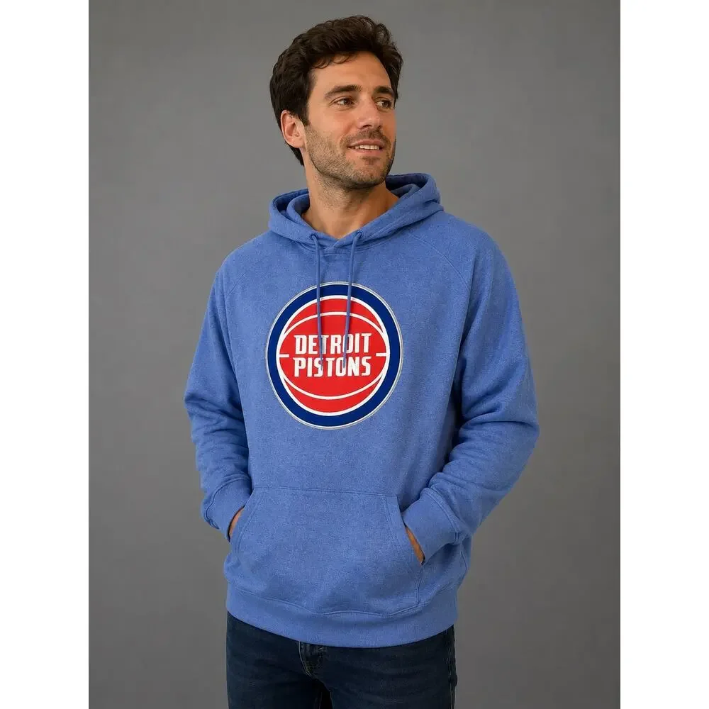 Antigua Detroit Pistons Hoodie Mens Large Blue Pullover NBA Sweatshirt
